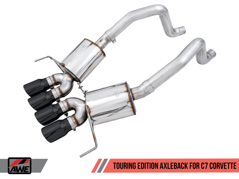 AWE C7 CORVETTE TOURING EDITION AXLE BACK EXHAUST BLACK TIPS